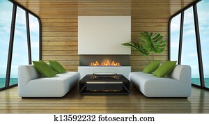 Modern interior of the beach house Modern interior of the beach house