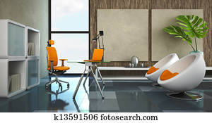 Modern interior of the private office