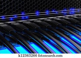 Modern network switch with cables. Modern network switch with cables.