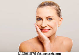 modernos, mulher, com, passe, dela, rosto