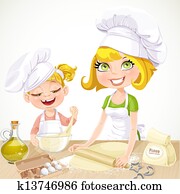 Mom and daughter baking cookies Mom and daughter baking cookies