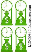 money bag with clock