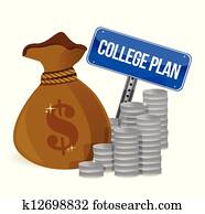 money bags college plan sign 