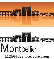 Montpellier skyline in orange background