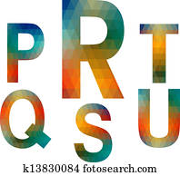 Mosaic alphabet letters PRSTQU