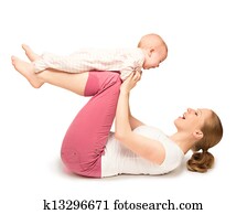 mother and baby gymnastics, yoga exercises isolated mother and baby gymnastics, yoga exercises isolated