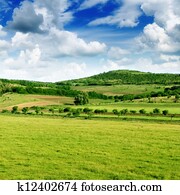 Mountainous terrain and the blue sky