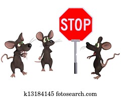 Mouse holding a STOP sign Mouse holding a STOP sign