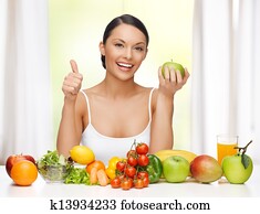 mujer, con, alimento sano