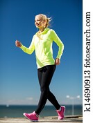 mujer, hacer, deportes, aire libre