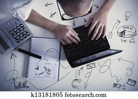 Multitasking businessman at work