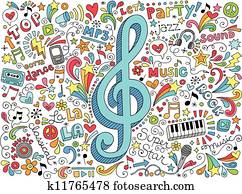 Music Clef and Notes Groovy Doodles Music Clef and Notes Groovy Doodles