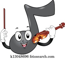 Music Note Mascot with Violin