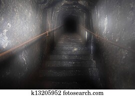 Mystery Dark out of the tunnel in the staircase