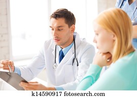 männlicher doktor, mit, patient