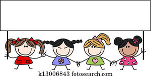 mélangé ethnique, heureux, enfants