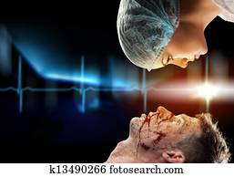 møde, den, kirurg, og, den, patient, ser ud