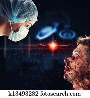 møde, den, kirurg, og, den, patient, ser ud