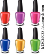 Set of 5 nail polish Clip Art | k8266127 | Fotosearch