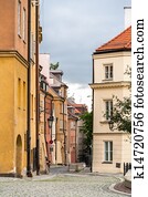 Narrow street in Warsaw old city - Poland