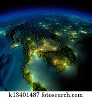 Night Earth. A piece of Asia - Indochina peninsula Night Earth. A piece of Asia - Indochina peninsula
