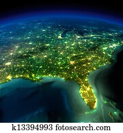 Night Earth. A piece of North America Night Earth. A piece of North America