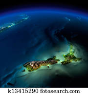 Night Earth. Pacific - New Zealand Night Earth. Pacific - New Zealand