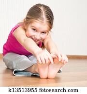 niña, ocupado, en, condición física