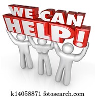 nosotros, lata, ayuda, servicio de cliente, apoyo, ayudantes