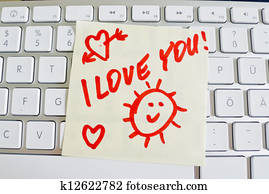 note on computer keyboard: i love you