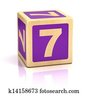 nummer zeven, 7, houten blokken, lettertype