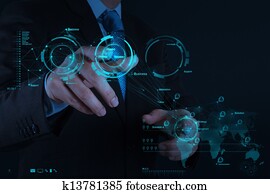 obchodník, robotník, postup, s, najnovší, módny, počítač, a, zalezitost strategy, tak, pojem