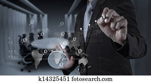 obchodník, robotník, postup, s, najnovší, módny, počítač, a, zalezitost strategy, tak, pojem