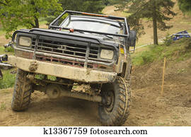 Off-road car in rough terrain