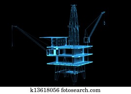 Oil rig (3D xray blue transparent) Oil rig (3D xray blue transparent)