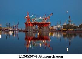 Oil rig at night Oil rig at night