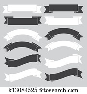 Old ribbon banner ,black and white. Old ribbon banner ,black and white.