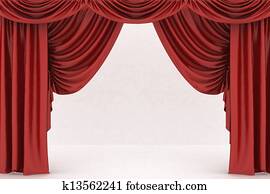 Open red theater curtain Open red theater curtain