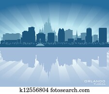 orlando, flórida, skyline, cidade, silueta orlando, flórida, skyline, cidade, silueta