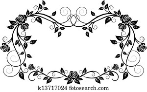 Ornamental frame with rose flowers Ornamental frame with rose flowers