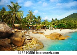 paisagem, foto, de, tranqüilo, ilha, recurso praia