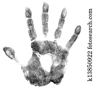 Palm or hand print isolated on white