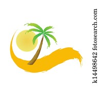 palm tree in the desert, vector palm tree in the desert, vector