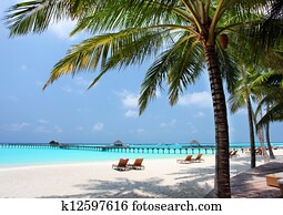 Panorama of tropical beach, travel vacation background