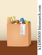 paper bag with groceries
