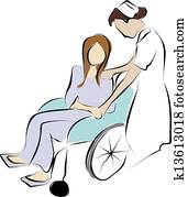 patient, in, rollstuhl