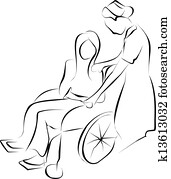 patient, in, rollstuhl