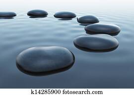 Pebbles in water. Pebbles in water.