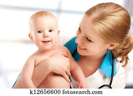 pediatra, doutor paciente, -, criança pequena