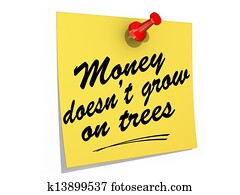 peniaze robit doesn't grow on strom, biely background